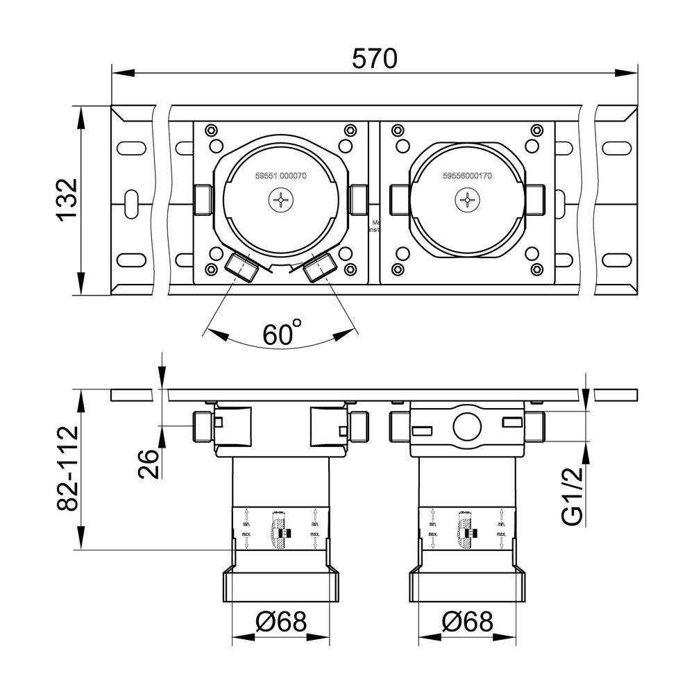 Keuco Grundkörper-Set für UP-Einhebelmischer 2-Wege mit Schlauchanschluss, G 1/2", 5... KEUCO-59951002170 4017214939992 (Abb. 2)