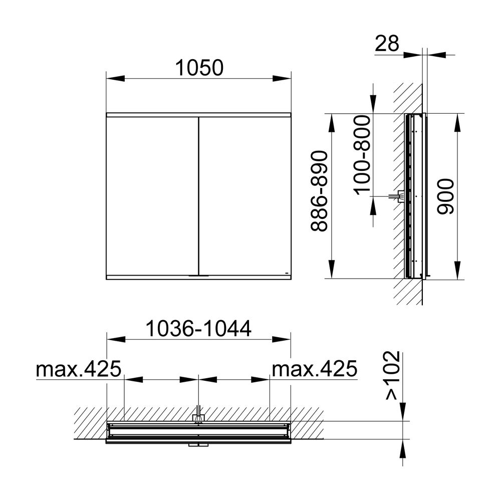 KEUCO Royal Modular 2.0 Spiegelschrank, unbeleuchtet 80020, Wandeinbau 1050x900x... KEUCO-800200001000000 4017214876051 (Abb. 2)