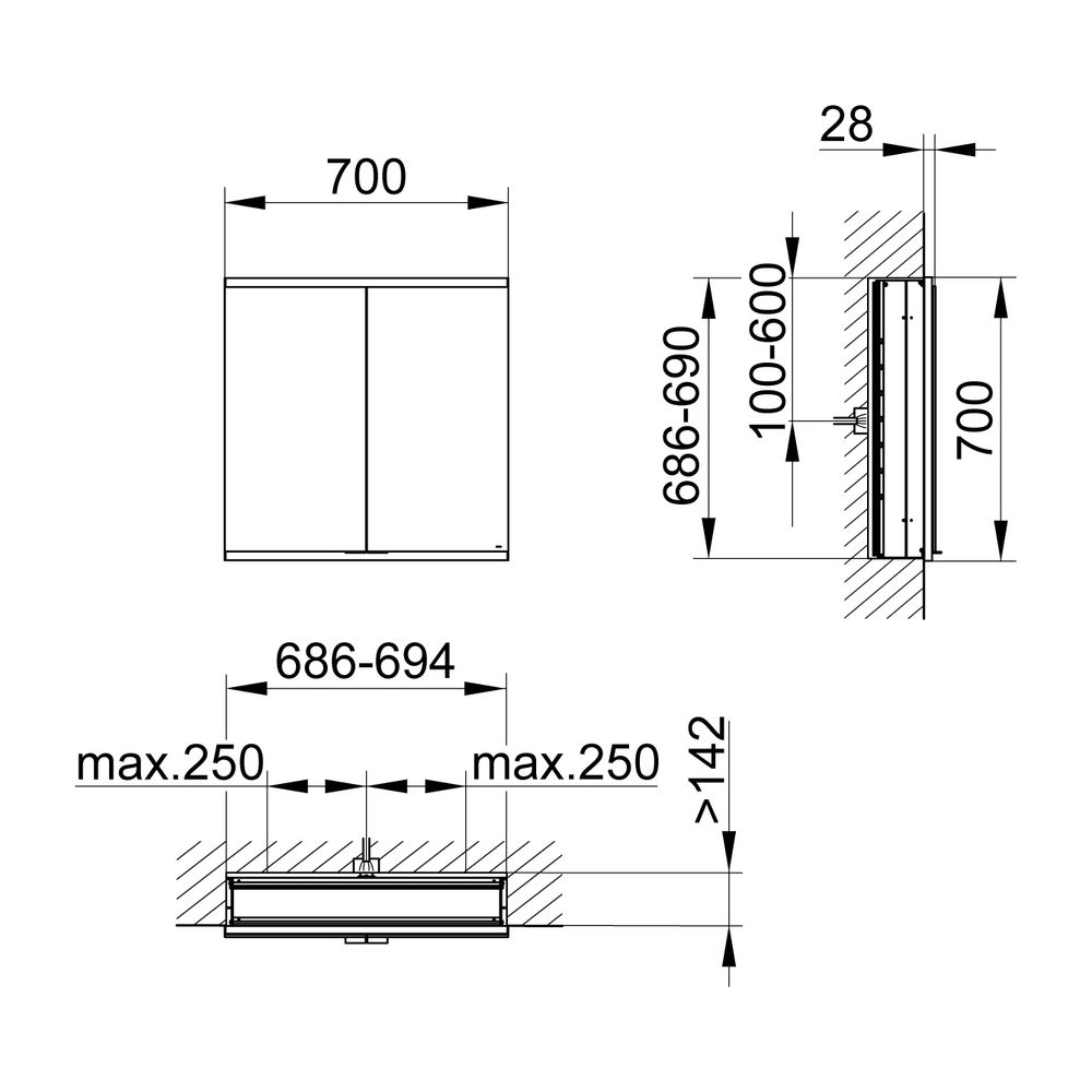 KEUCO Royal Modular 2.0 Spiegelschrank, unbeleuchtet 80020, Wandeinbau 2 Steckdo... KEUCO-800200070100200 4017214711499 (Abb. 2)