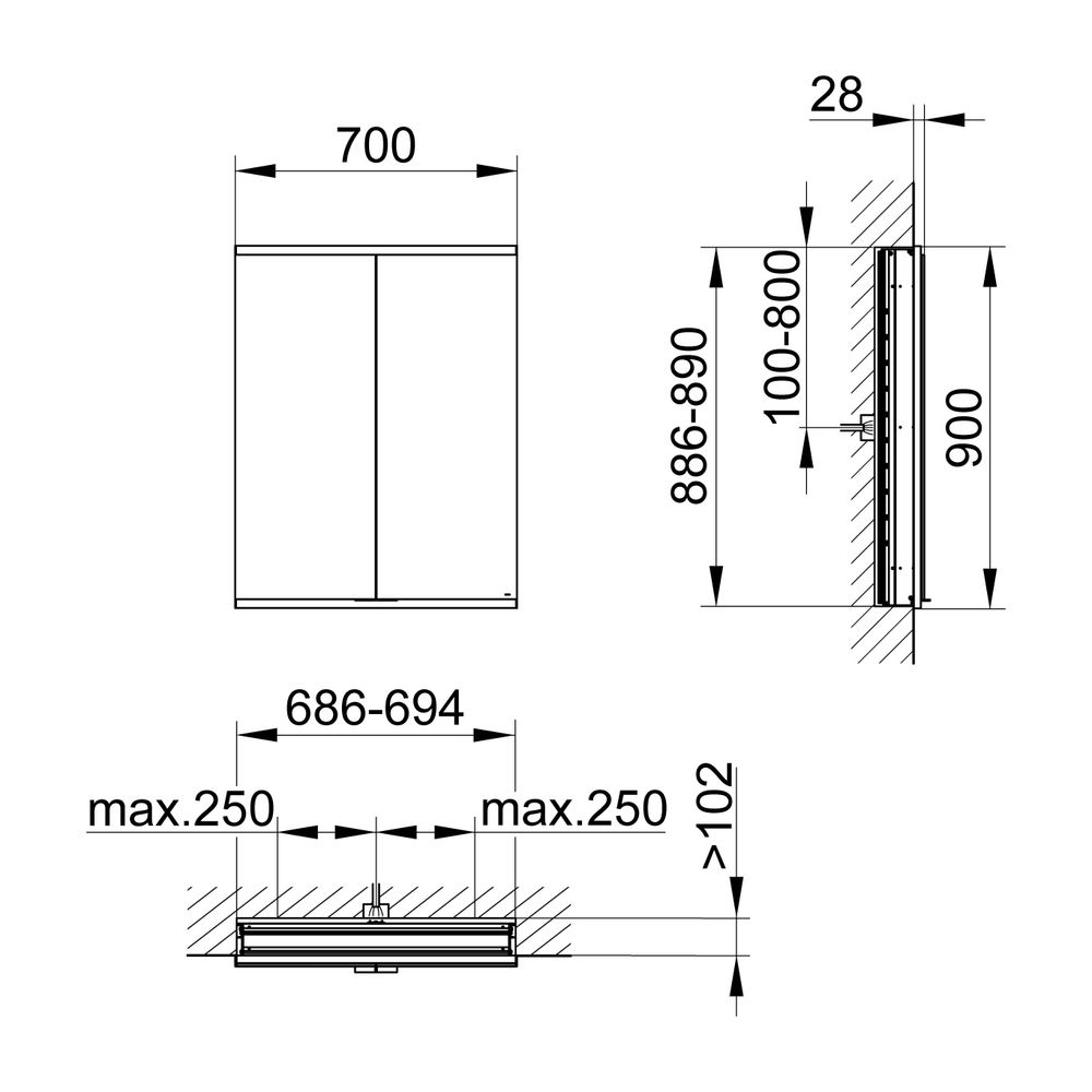 KEUCO Royal Modular 2.0 Spiegelschrank, unbeleuchtet 80020, Wandeinbau 700x900x1... KEUCO-800200071000000 4017214710287 (Abb. 2)