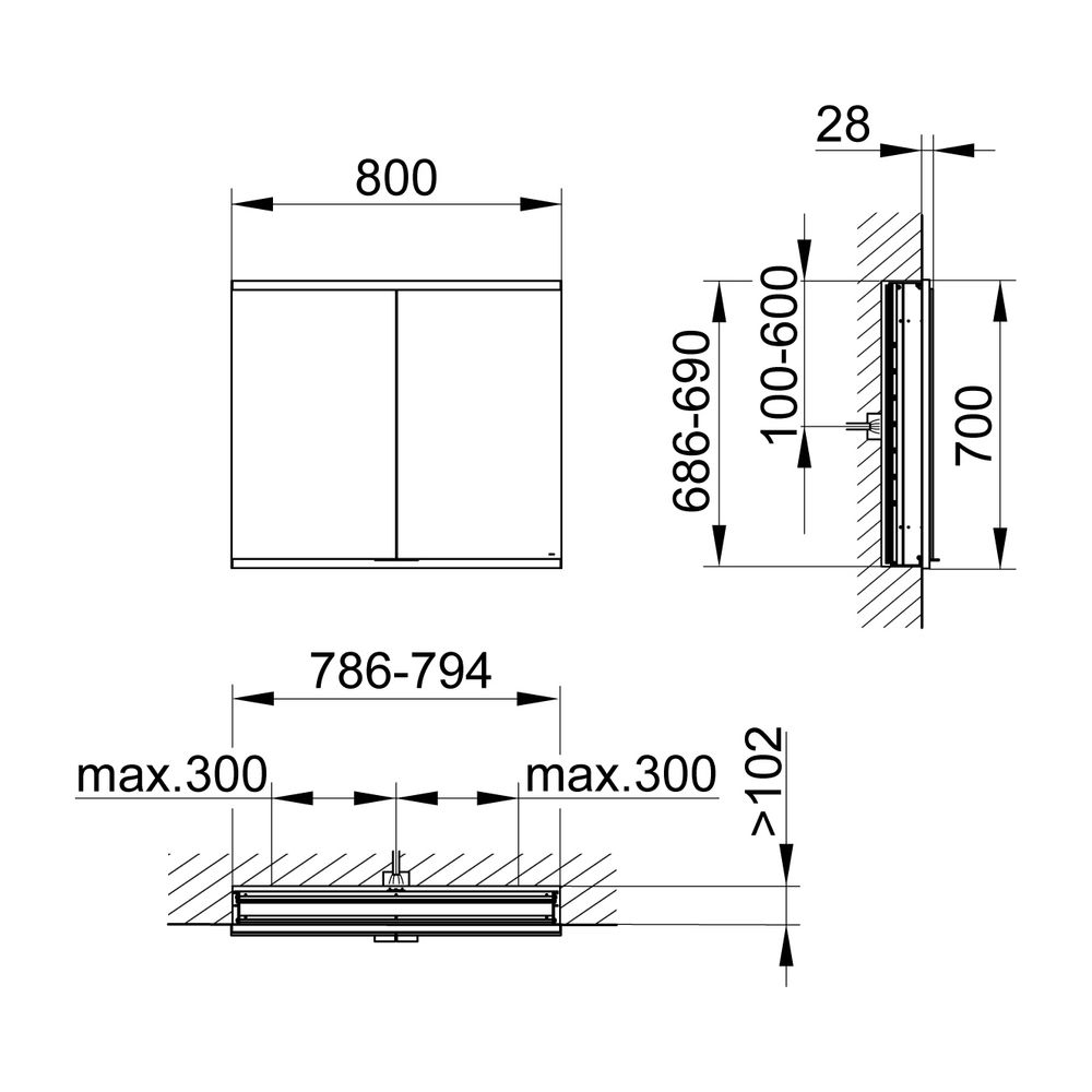 KEUCO Royal Modular 2.0 Spiegelschrank, DALI 80022, Wandeinbau 1 Steckdose USB 8... KEUCO-800220080000300 4017214713509 (Abb. 2)