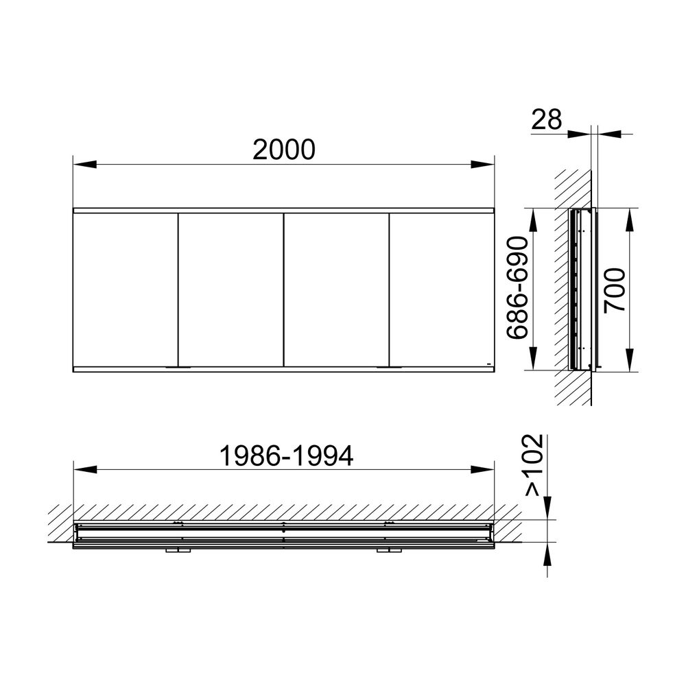 KEUCO Royal Modular 2.0 Spiegelschrank, unbeleuchtet 80040, Wandeinbau 2000x700x... KEUCO-800400200000000 4017214832279 (Abb. 2)