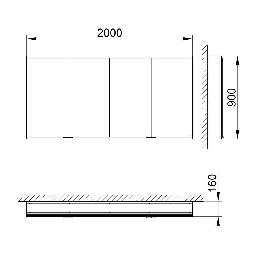 KEUCO Royal Modular 2.0 Spiegelschrank, unbeleuchtet 80040, Wandvorbau 2000x900x... KEUCO-800401201100000 4017214833320 (Abb. 2)