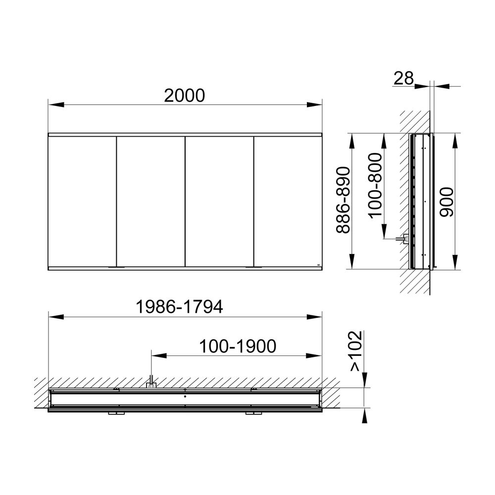 KEUCO Royal Modular 2.0 Spiegelschrank, beleuchtet, 80041, Wandeinbau 4 Steckdos... KEUCO-800410201100400 4017214833931 (Abb. 2)