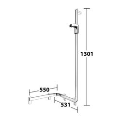 Keuco Axess Duschhandlauf mit Brausestange rechts, 550x531x1301mm, mit 3x Befestigun... KEUCO-35008016601 4017214902460 (Abb. 1)