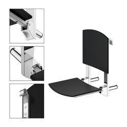 Keuco Care Klappsitz zum Einhängen, 110kg, Kunststoff, Verchromt/Schwarz, 3518101003... KEUCO-35181010037 4017214964970 (Abb. 1)