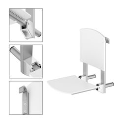 Keuco Care Klappsitz zum Einhängen, 110kg, Kunststoff, Silber eloxiert/Weiß, 3518117... KEUCO-35181170051 4017214965007 (Abb. 1)