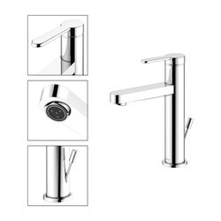 Keuco Ixmo Flat Einhebel-Waschtischmischer 130, Ausladung 124mm, mit Zugstangen-Abla... KEUCO-59501013001 4017214938797 (Abb. 1)