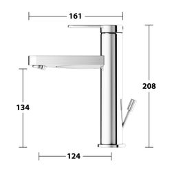 Keuco Ixmo Flat Einhebel-Waschtischmischer 130, Ausladung 124mm, mit Zugstangen-Abla... KEUCO-59501013001 4017214938797 (Abb. 1)