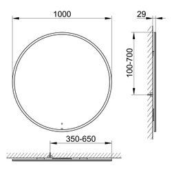 Keuco Lichtspiegel rund D 1000mm, LED, IP 44, 2700-6500K, einstellbare Lichtfarbe, m... KEUCO-07833001000 4017214082551 (Abb. 1)