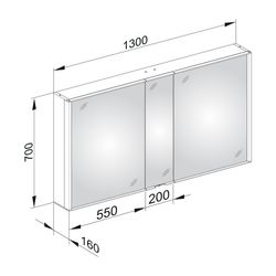 KEUCO Spiegelschrank Royal Match 12805, silber-eloxiert, 1300 x 700 x 160 mm... KEUCO-12805171301 4017214511624 (Abb. 1)