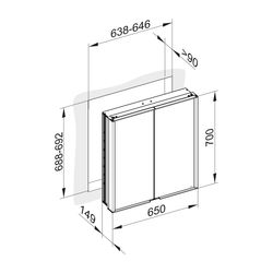 KEUCO Spiegelschrank Royal Match 12811, Wandeinbau, 650 x 700 x 149 mm... KEUCO-12811171301 4017214626519 (Abb. 1)