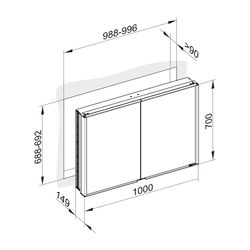 KEUCO Spiegelschrank Royal Match 12813, Wandeinbau, 1000 x 700 x 149 mm... KEUCO-12813171301 4017214626625 (Abb. 1)