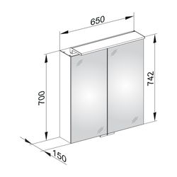 KEUCO Spiegelschrank Royal L1 13602, silber-eloxiert, 650x742x150 mm... KEUCO-13602171301 4017214586301 (Abb. 1)