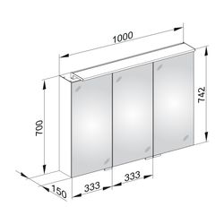 KEUCO Spiegelschrank Royal L1 13604, silber-eloxiert, 1000x742x150 mm... KEUCO-13604171301 4017214586349 (Abb. 1)