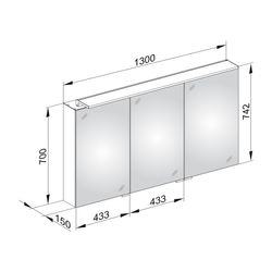 KEUCO Spiegelschrank Royal L1 13606, m. Schubk., silber-eloxiert, 1300x742x150 mm... KEUCO-13606171302 4017214586394 (Abb. 1)