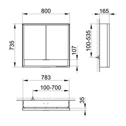 Keuco Royal Lumos Spiegelschrank Wandvorbau 2-türig kurze Tür, mit Spiegelheizung, 8... KEUCO-14302171304 4017214929115 (Abb. 1)