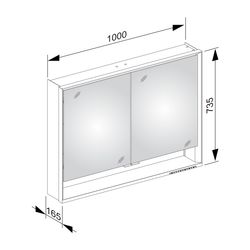 Keuco Royal Lumos Spiegelschrank Wandvorbau 2-türig kurze Tür, mit Spiegelheizung, 1... KEUCO-14304171304 4017214929276 (Abb. 1)
