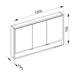 Keuco Royal Lumos Spiegelschrank Wandvorbau 3-türig kurze Tür, mit Spiegelheizung 12... KEUCO-14305171304 4017214929351 (Abb. 1)