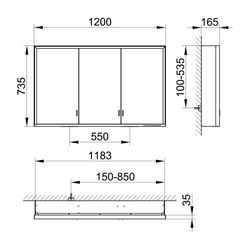 KEUCO Spiegelschrank Royal Lumos 14305, ohne Ablagef., Vorbau, silber-eloxiert, 1200... KEUCO-14305172301 4017214843251 (Abb. 1)