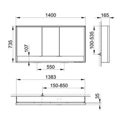 Keuco Royal Lumos Spiegelschrank Wandvorbau 3-türig kurze Tür, mit Spiegelheizung 14... KEUCO-14306171304 4017214929436 (Abb. 1)