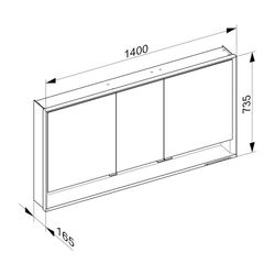 Keuco Royal Lumos Spiegelschrank Wandvorbau 3-türig kurze Tür, mit Spiegelheizung 14... KEUCO-14306171304 4017214929436 (Abb. 1)