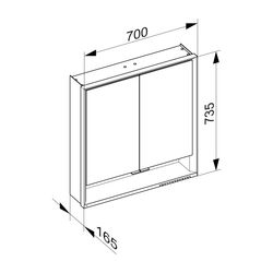 Keuco Royal Lumos Spiegelschrank Wandvorbau 2-türig kurze Tür, mit Spiegelheizung, 7... KEUCO-14307171304 4017214929511 (Abb. 1)