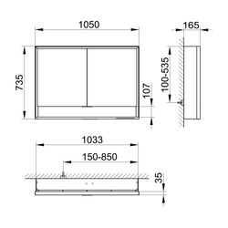 Keuco Royal Lumos Spiegelschrank Wandvorbau 2-türig kurze Tür, mit Spiegelheizung, 1... KEUCO-14308171304 4017214929597 (Abb. 1)