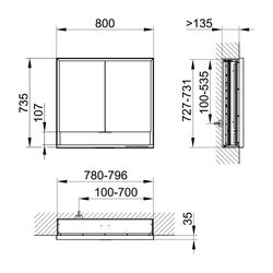 Keuco Royal Lumos Spiegelschrank Wandeinbau 2-türig kurze Tür, mit Spiegelheizung, 8... KEUCO-14312171304 4017214929832 (Abb. 1)