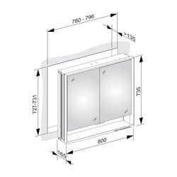 Keuco Royal Lumos Spiegelschrank Wandeinbau 2-türig kurze Tür, mit Spiegelheizung, 8... KEUCO-14312171304 4017214929832 (Abb. 1)