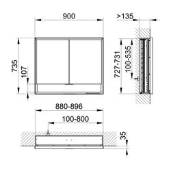 Keuco Royal Lumos Spiegelschrank Wandeinbau 2-türig kurze Tür, mit Spiegelheizung, 9... KEUCO-14313171304 4017214929917 (Abb. 1)