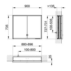 KEUCO Spiegelschrank Royal Lumos 14313, ohne Ablagef., Einbau, silber-eloxiert, 900x... KEUCO-14313172303 4017214843893 (Abb. 1)