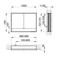 Keuco Royal Lumos Spiegelschrank Wandeinbau 2-türig kurze Tür, mit Spiegelheizung, 1... KEUCO-14314171304 4017214929993 (Abb. 1)