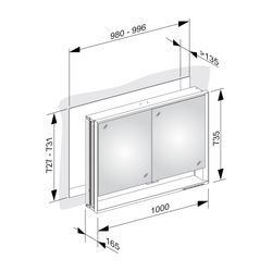 Keuco Royal Lumos Spiegelschrank Wandeinbau 2-türig kurze Tür, mit Spiegelheizung, 1... KEUCO-14314171304 4017214929993 (Abb. 1)