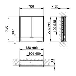 KEUCO Spiegelschrank Royal Lumos 14317, mit Ablagef., Einbau, silber-eloxiert, 700x7... KEUCO-14317171303 4017214839643 (Abb. 1)