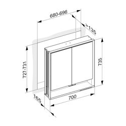 Keuco Royal Lumos Spiegelschrank Wandeinbau 2-türig kurze Tür, mit Spiegelheizung, 7... KEUCO-14317171304 4017214930234 (Abb. 1)