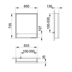 Keuco Royal Lumos Spiegelschrank Wandvorbau 1-türig kurze Tür, Anschlag rechts 650x7... KEUCO-14321171101 4017214958344 (Abb. 1)