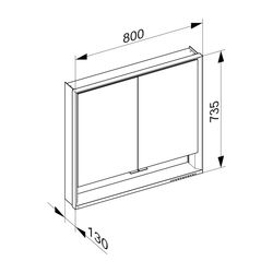 Keuco Royal Lumos Spiegelschrank Wandvorbau 2-türig kurze Tür, 800x735x130mm, Silber... KEUCO-14322171301 4017214958863 (Abb. 1)