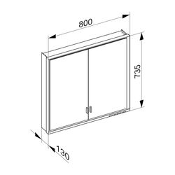 Keuco Royal Lumos Spiegelschrank Wandvorbau 2-türig lange Tür, 800x735x130mm, Silber... KEUCO-14322172301 4017214959037 (Abb. 1)