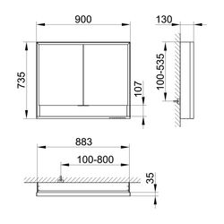 Keuco Royal Lumos Spiegelschrank Wandvorbau 2-türig kurze Tür, 900x735x130mm, Silber... KEUCO-14323171301 4017214959129 (Abb. 1)