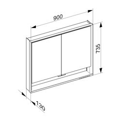 Keuco Royal Lumos Spiegelschrank Wandvorbau 2-türig kurze Tür, 900x735x130mm, Silber... KEUCO-14323171301 4017214959129 (Abb. 1)
