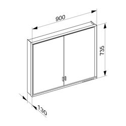 Keuco Royal Lumos Spiegelschrank Wandvorbau 2-türig lange Tür, 900x735x130mm, Silber... KEUCO-14323172301 4017214959297 (Abb. 1)