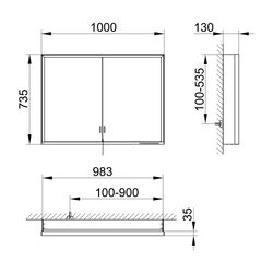 Keuco Royal Lumos Spiegelschrank Wandvorbau 2-türig lange Tür, 1000x735x130mm, Silbe... KEUCO-14324172301 4017214959556 (Abb. 1)