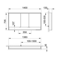Keuco Royal Lumos Spiegelschrank Wandvorbau 3-türig kurze Tür, mit Spiegelheizung 14... KEUCO-14326171304 4017214959921 (Abb. 1)