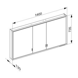 Keuco Royal Lumos Spiegelschrank Wandvorbau 3-türig lange Tür, 1400x735x130mm, Silbe... KEUCO-14326172301 4017214960071 (Abb. 1)