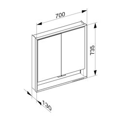 Keuco Royal Lumos Spiegelschrank Wandvorbau 2-türig kurze Tür, 700x735x130mm, Silber... KEUCO-14327171301 4017214960163 (Abb. 1)