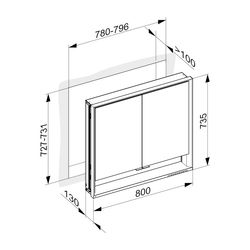 Keuco Royal Lumos Spiegelschrank Wandeinbau 2-türig kurze Tür, 800x735x130mm, Silber... KEUCO-14332171301 4017214961207 (Abb. 1)