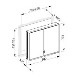 Keuco Royal Lumos Spiegelschrank Wandeinbau 2-türig lange Tür, 800x735x130mm, Silber... KEUCO-14332172301 4017214961375 (Abb. 1)