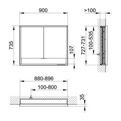 Keuco Royal Lumos Spiegelschrank Wandeinbau 2-türig kurze Tür, 900x735x130mm, Silber... KEUCO-14333171301 4017214961467 (Abb. 1)