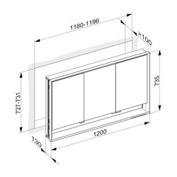 Keuco Royal Lumos Spiegelschrank Wandeinbau 3-türig kurze Tür, mit Spiegelheizung, 1... KEUCO-14335171304 4017214962006 (Abb. 1)